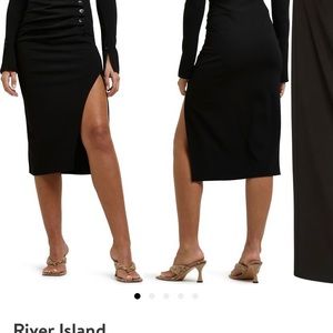 River island side slit button skirt